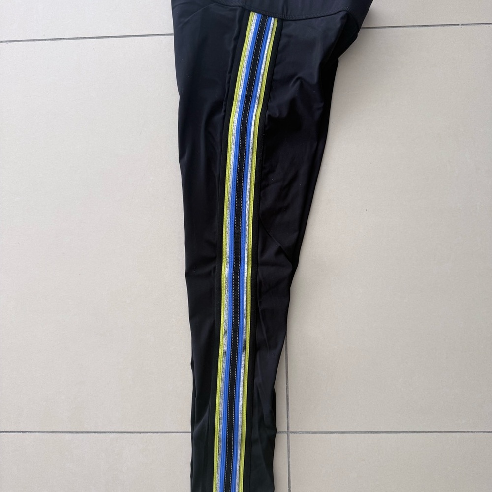 Black Pants with Blue and YellowYoga  Stripes
